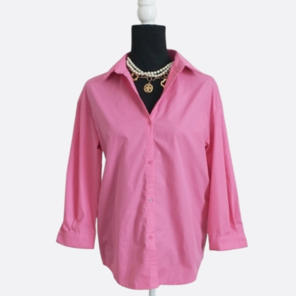 SHEIN Pink Button Down Shirt for Kids. Size 12Y